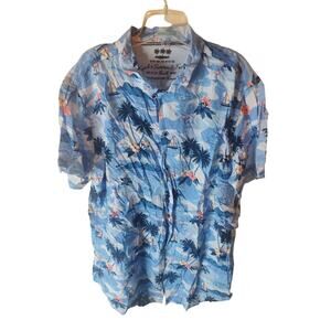 Vacay Spirit Blue Tropical Buttondown Shirt, NWOT, Large